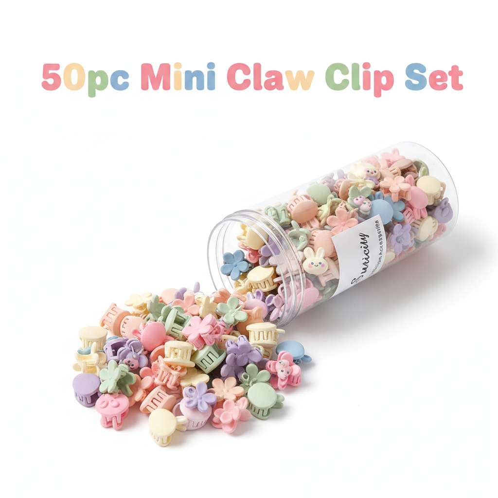 Mini Hair Claw Clips Set – 50pc Jar