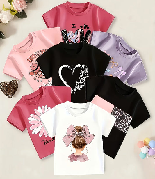 Girls Graphic T-Shirt (Random Print)