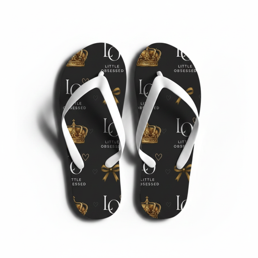 LO Little Obsessed Branded Flip Flops - studio product shot