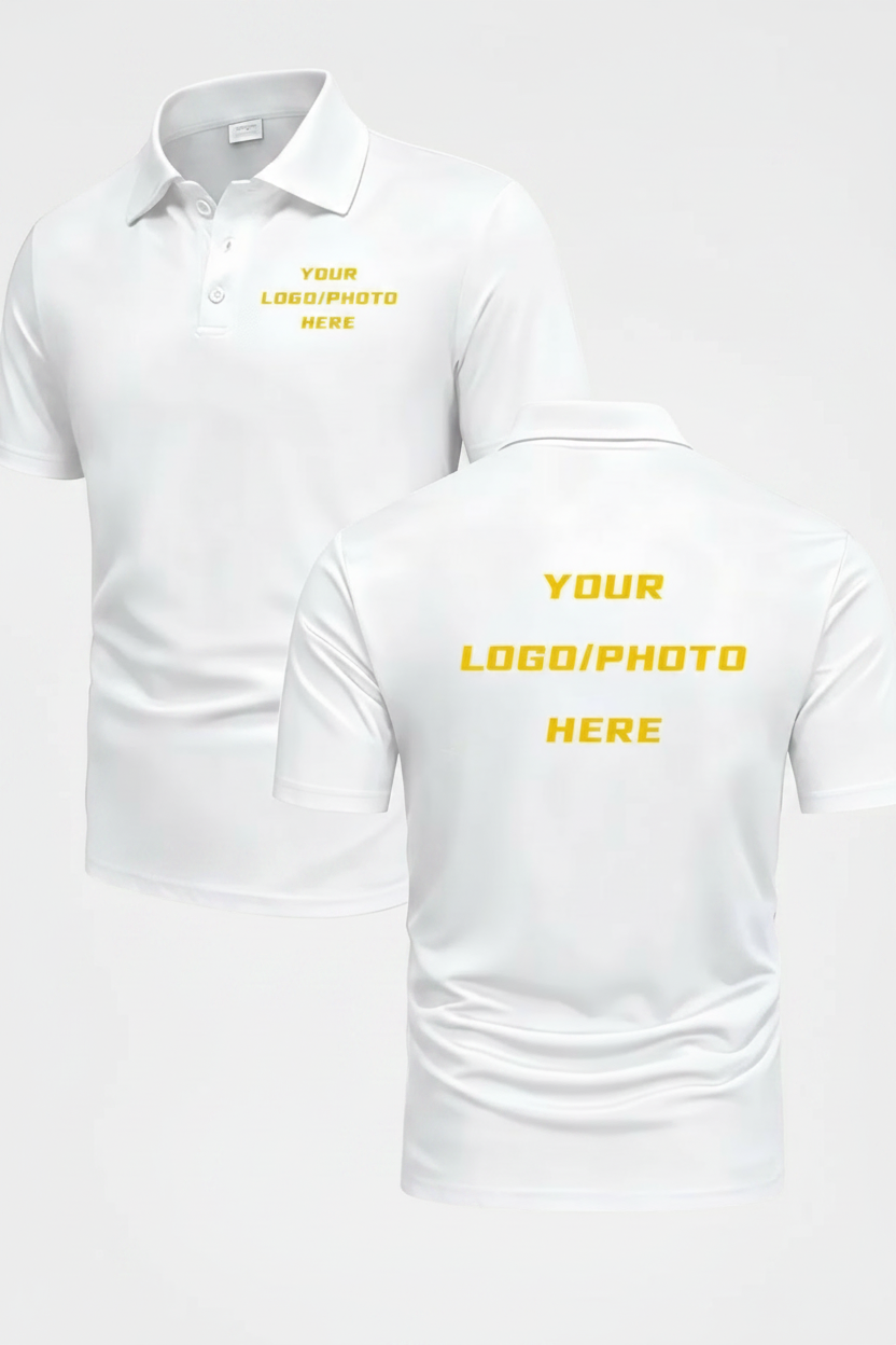 Custom Print Polo Shirt on male model