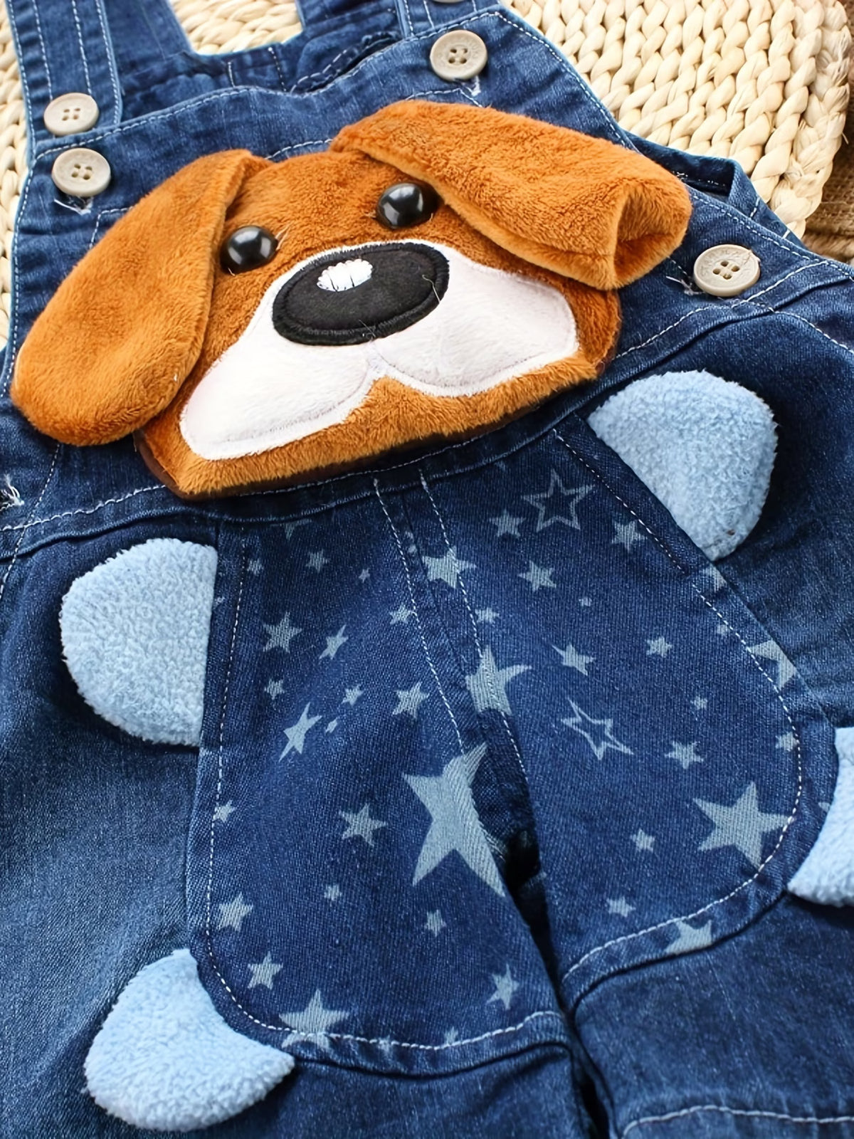 Kids Puppy Denim Dungaree Shorts
