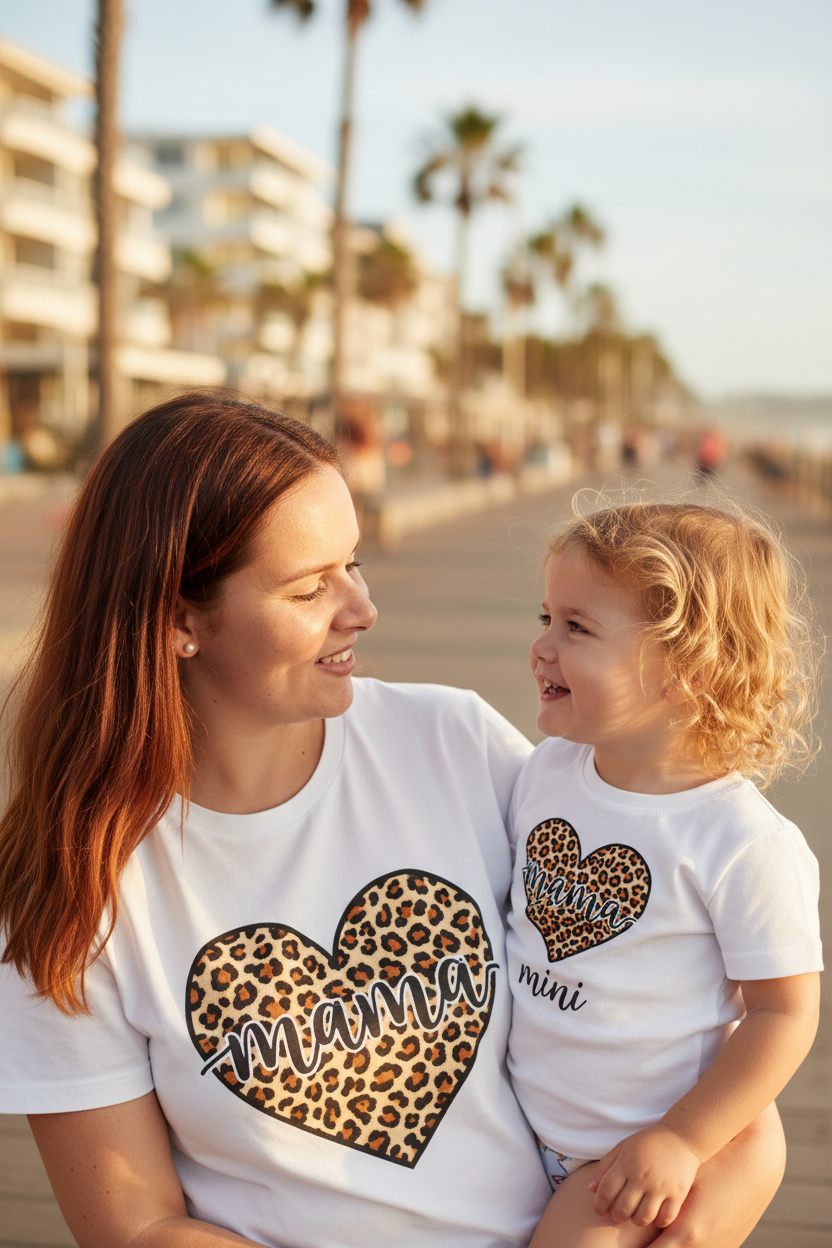 Mama & Mini Matching Leopard Heart Tee